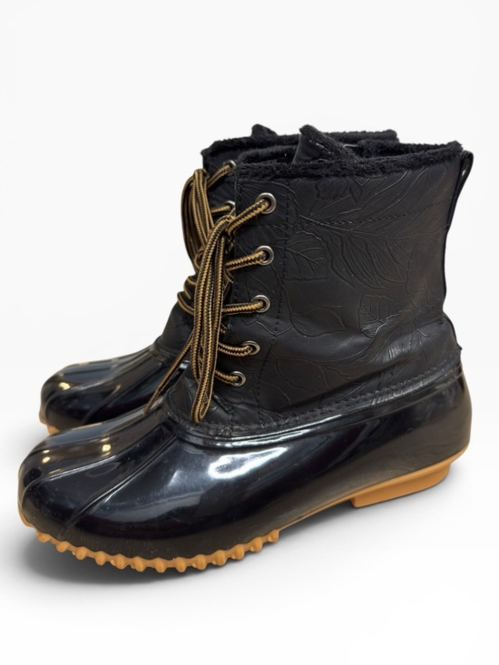 Sporto Bella Waterproof Duck Boots Black Quilted Lace Up Women’s Size 11